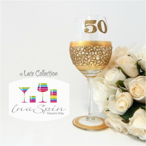 gold 50th birthday personalised wine