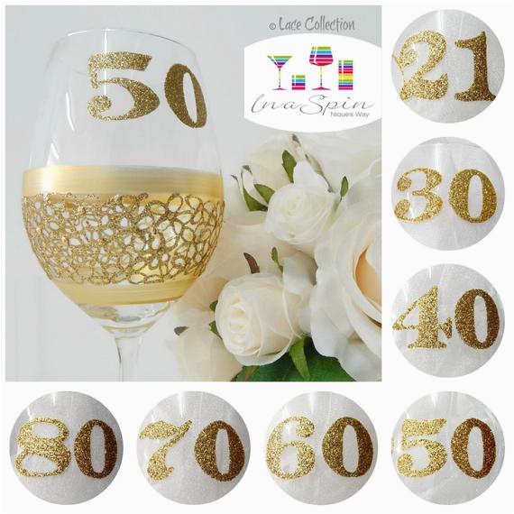 gold 50th birthday personalised wine