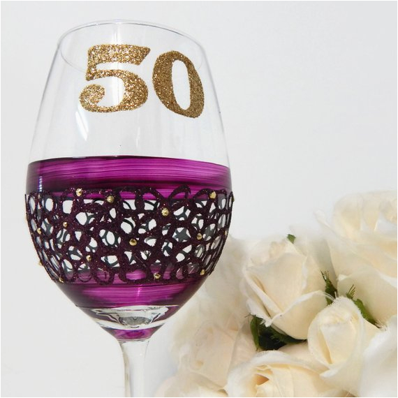 50th birthday wine glass gifts and