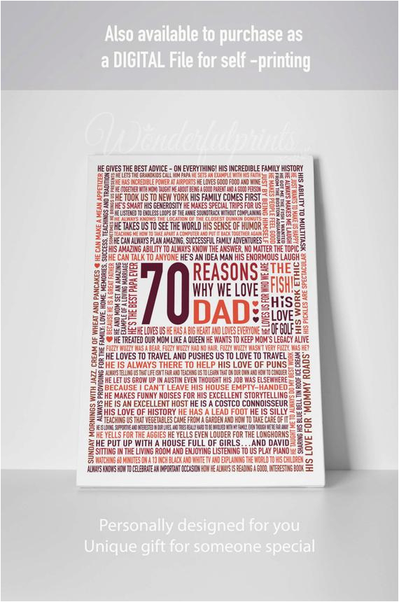 gift for dad 70th birthday gift gift for ref market