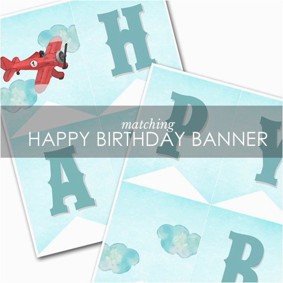 airplane happy birthday banner vintage