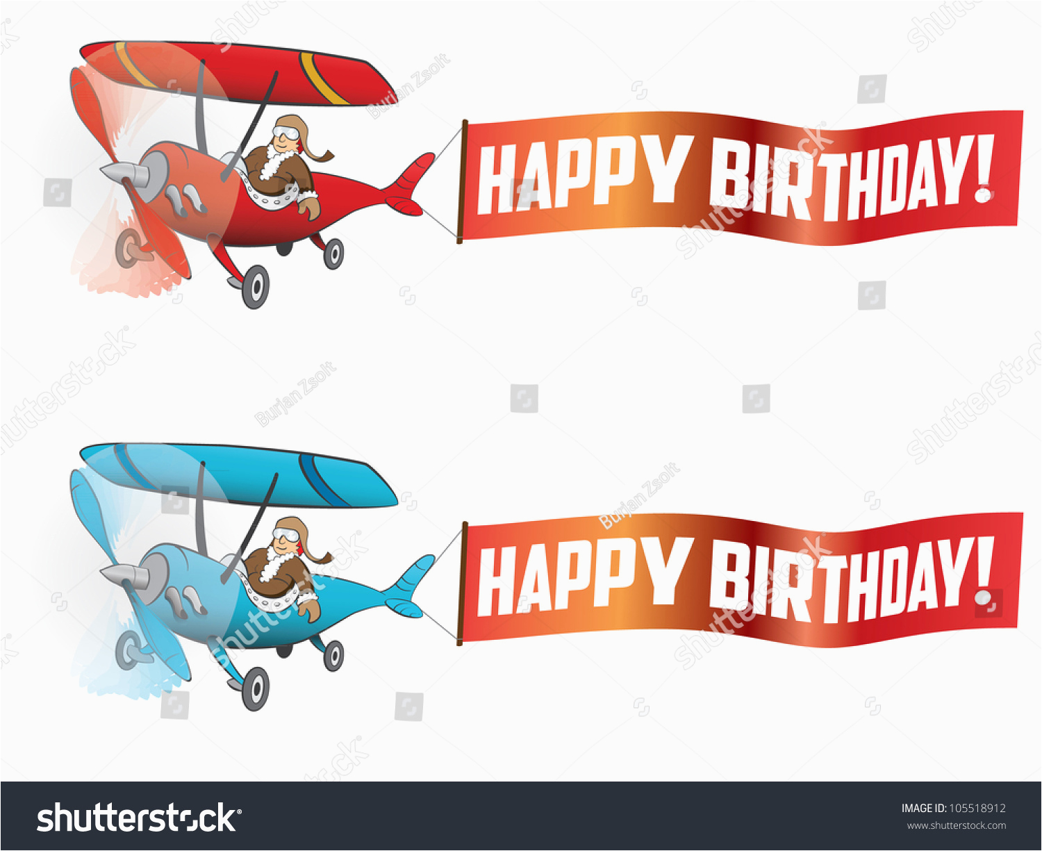 stock vector flying aircraft with happy birthday banner