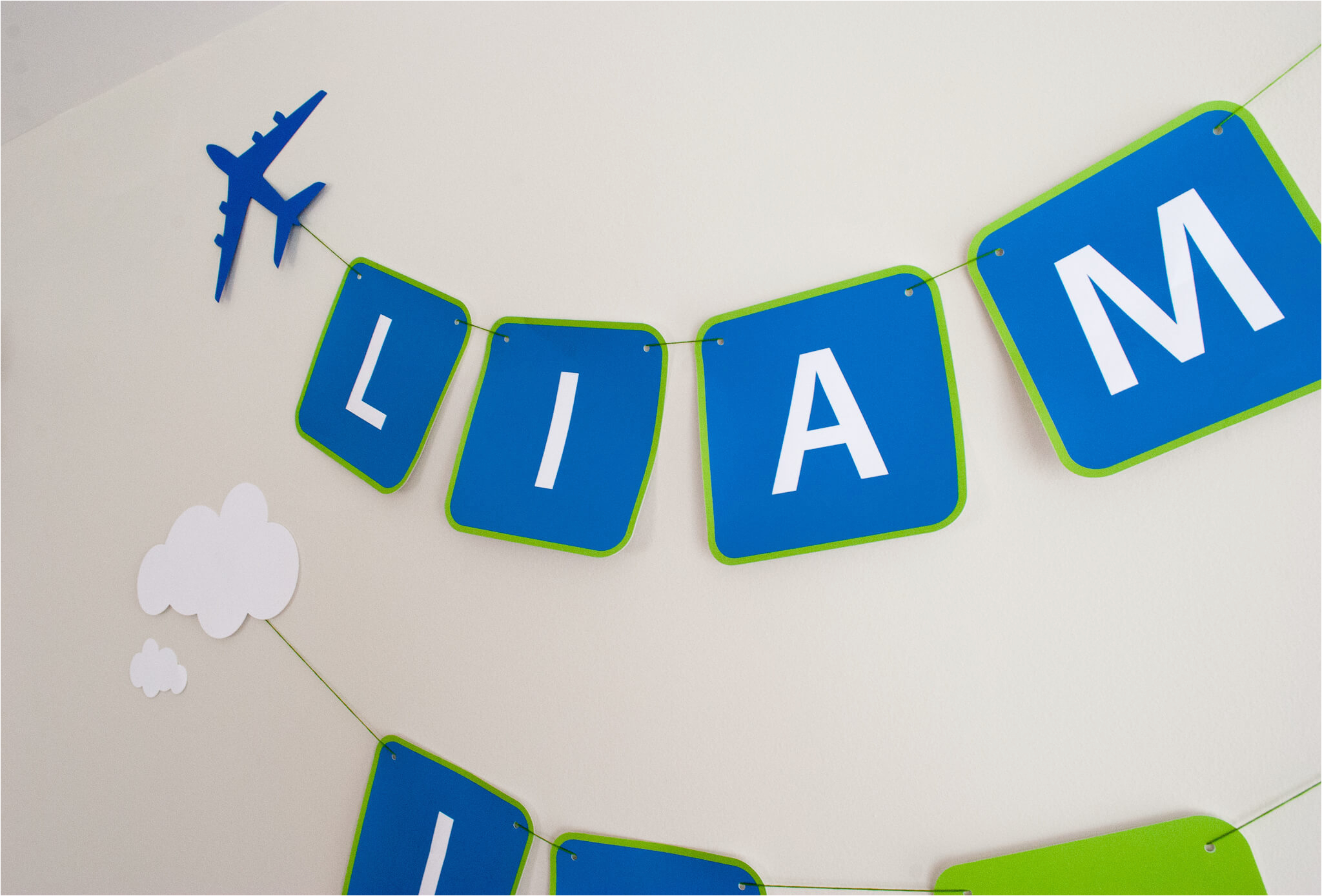 printable airplane personalized birthday party banner for a modern and classy airplane birthday party