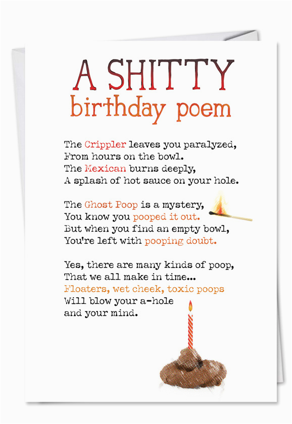 0864 shitty poem funny talk bubbles happy birthday card