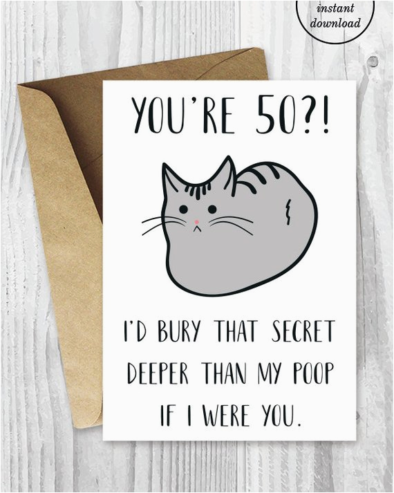 funny 50th birthday cards printable cat