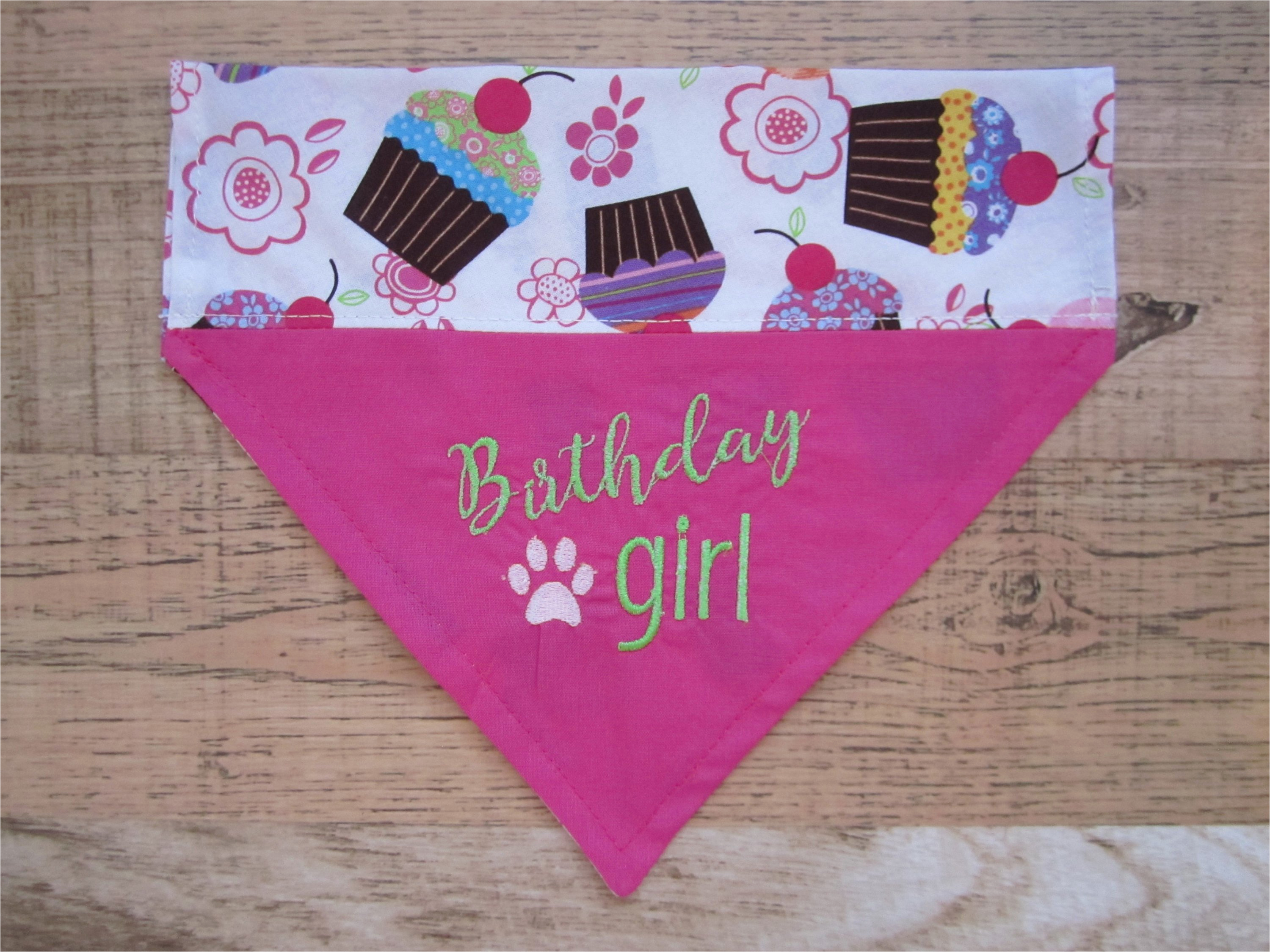 reversible birthday girl dog bandanaover