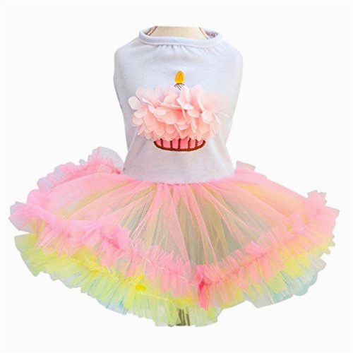 ollypet cute dog birthday dress for girls dogs clothes cupcake tutu apparel small cats puppy yorkie s