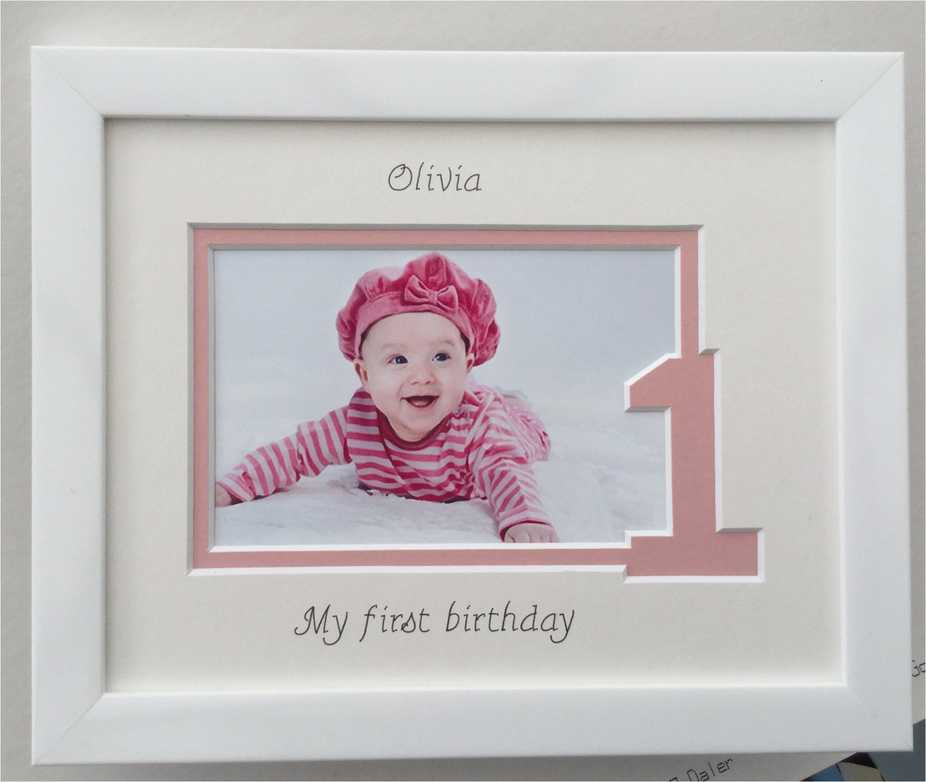 personalised baby girl 1st birthday photo frame white