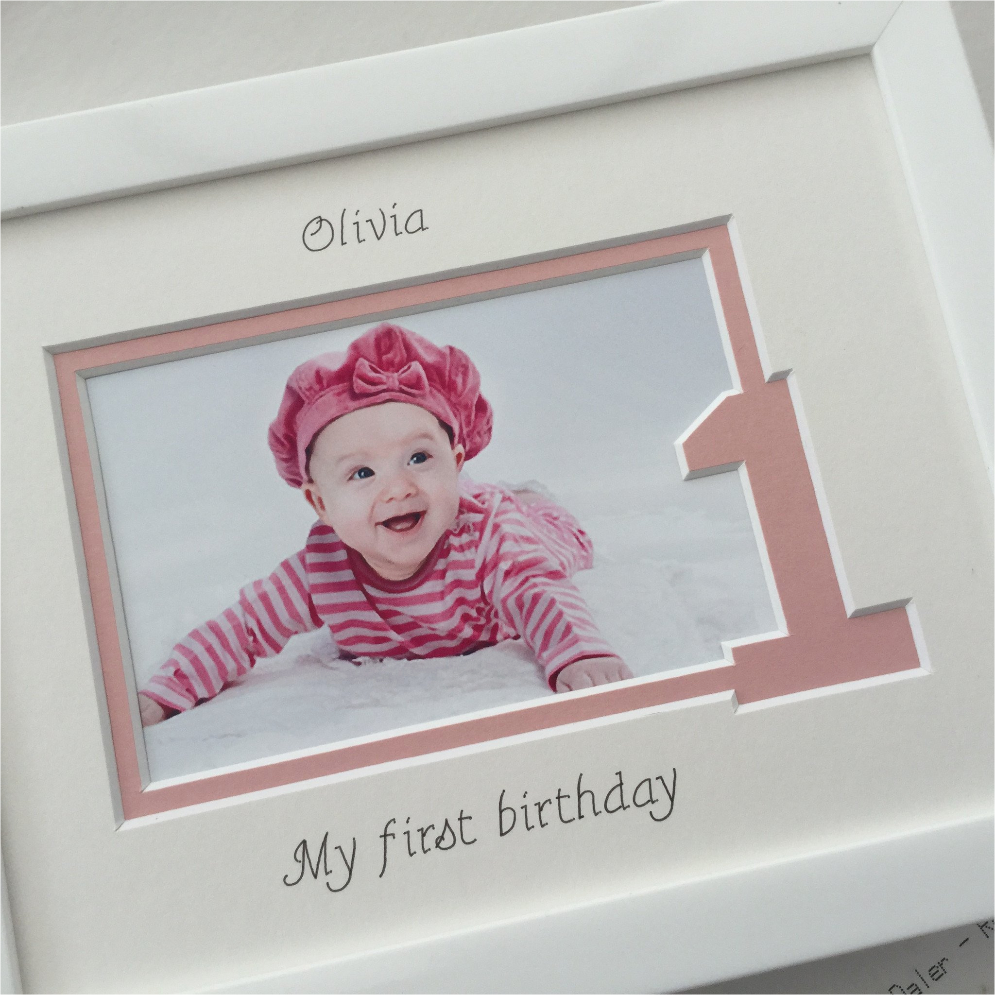 personalised baby girl 1st birthday photo frame white