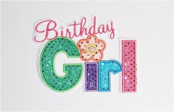 giant iron on sew on birthday girl patch