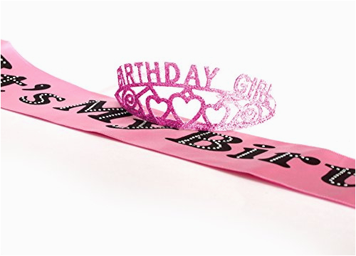 23998468 pink birthday girl glitter tiara and it s my birthday party sash by express novelties online