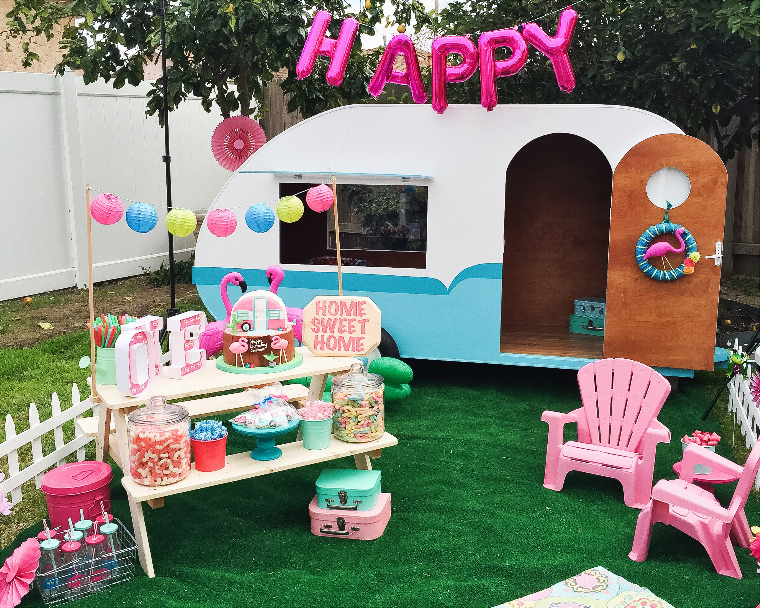 kitschy camper trailer birthday party