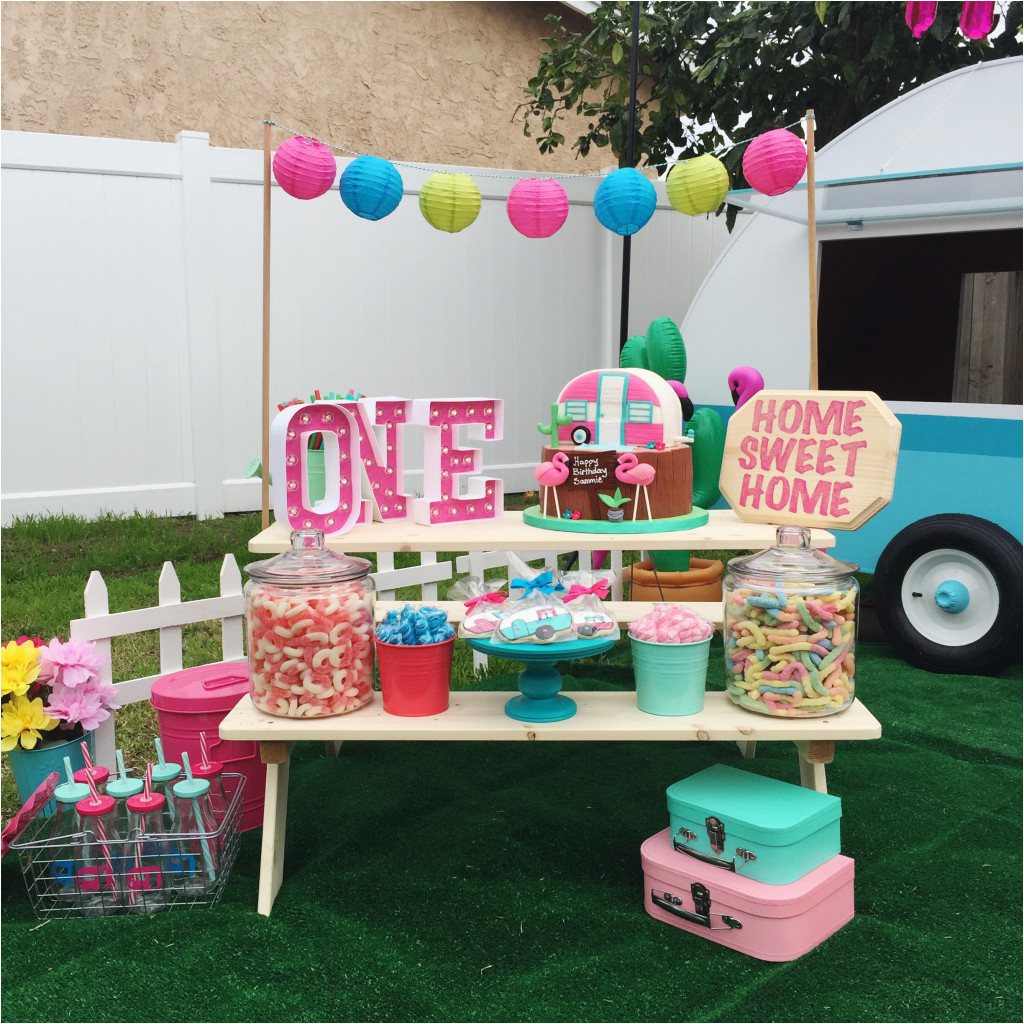 kitschy camper trailer birthday party