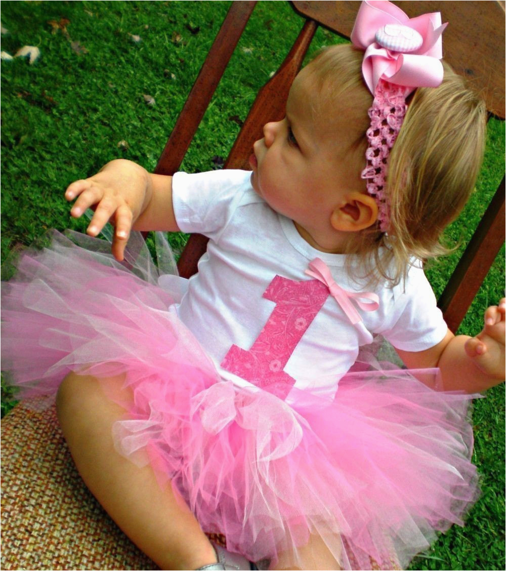 baby girl pink 1st birthday tutu set