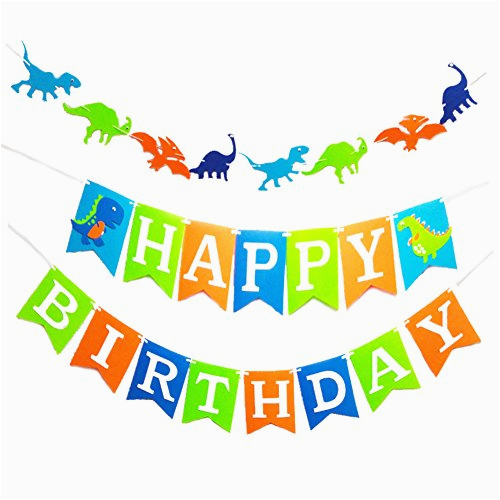 dinosaur birthday banner happy birthday dinosaur decorations party supplies birthday colorful felt b b07fjzkx9w