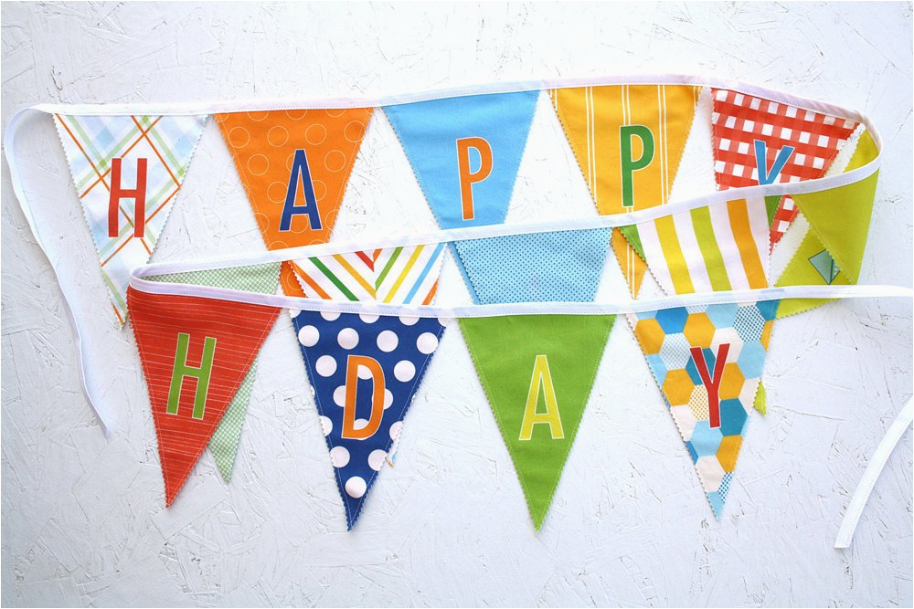 happy birthday fabric flag banner