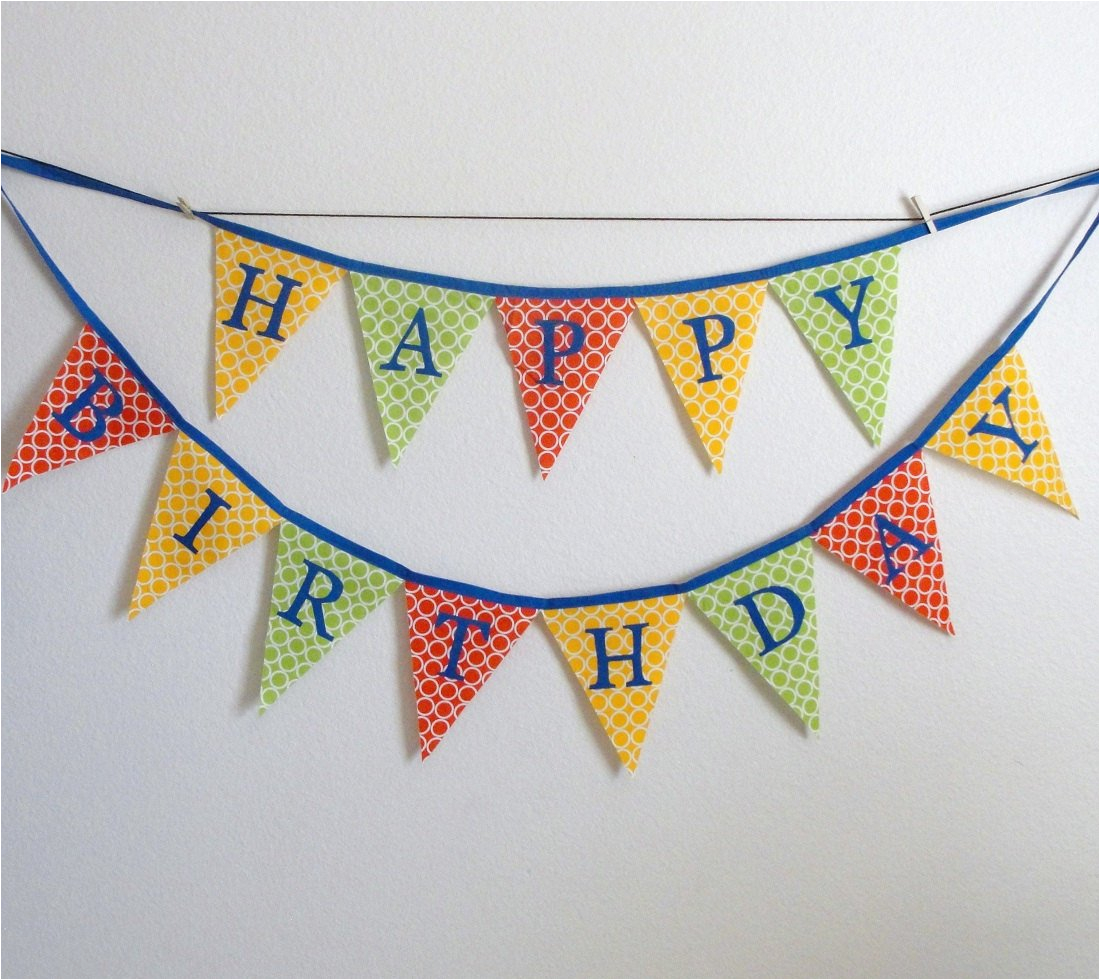 happy birthday fabric pennant banner