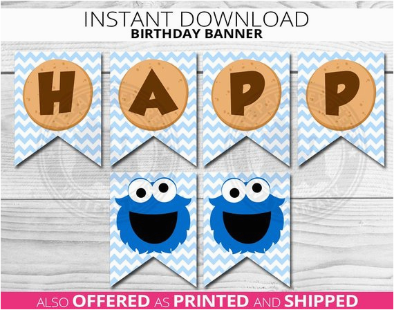 cookie monster birthday banner cookie