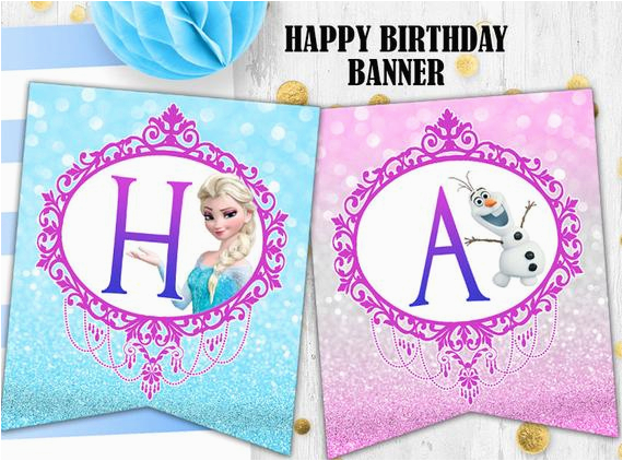 frozen elsa birthday banner glitter
