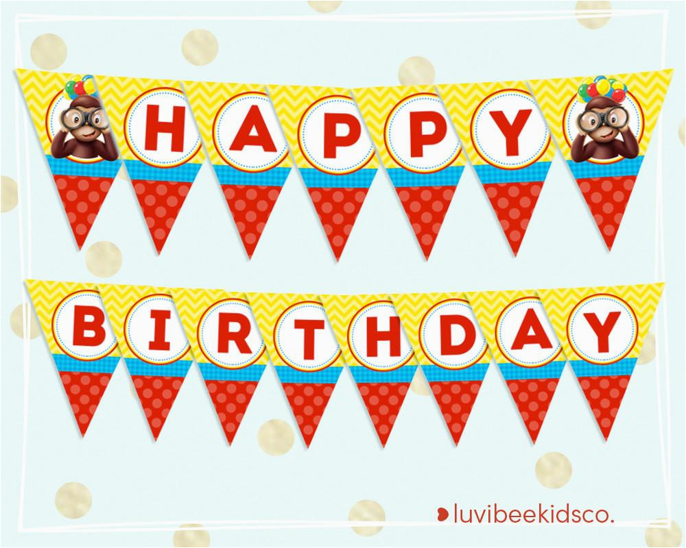 curious george happy birthday banner printable banner