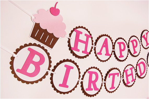 cute as a cupcake happy birthday banner