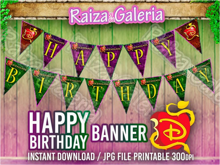 disney descendants happy birthday banner