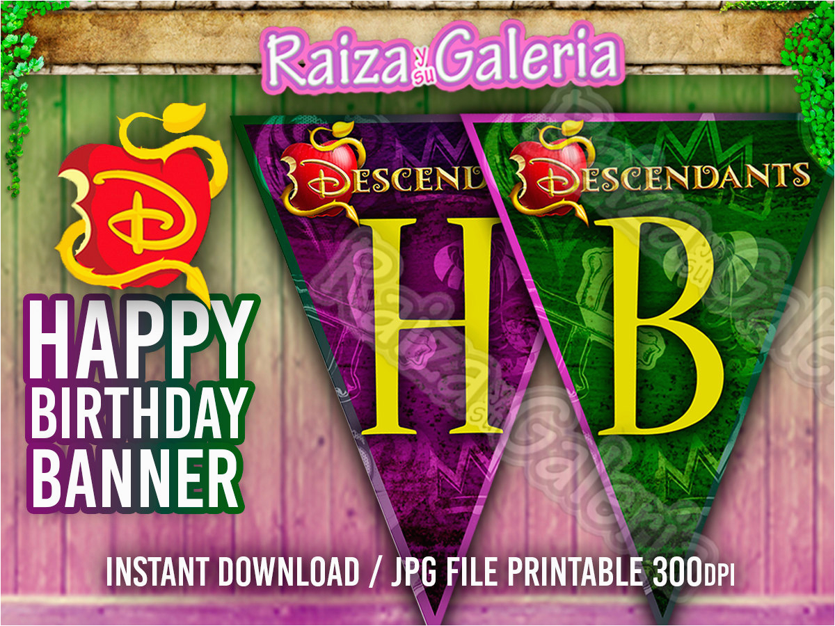 disney descendants happy birthday banner