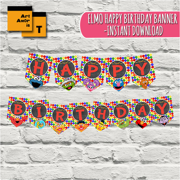 elmo bunting elmo banner birthday banner