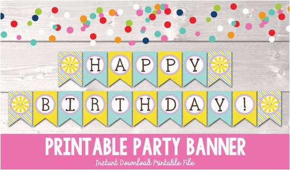 Free Happy Birthday Banner Printable Pdf Sunshine Happy Birthday Banner ...