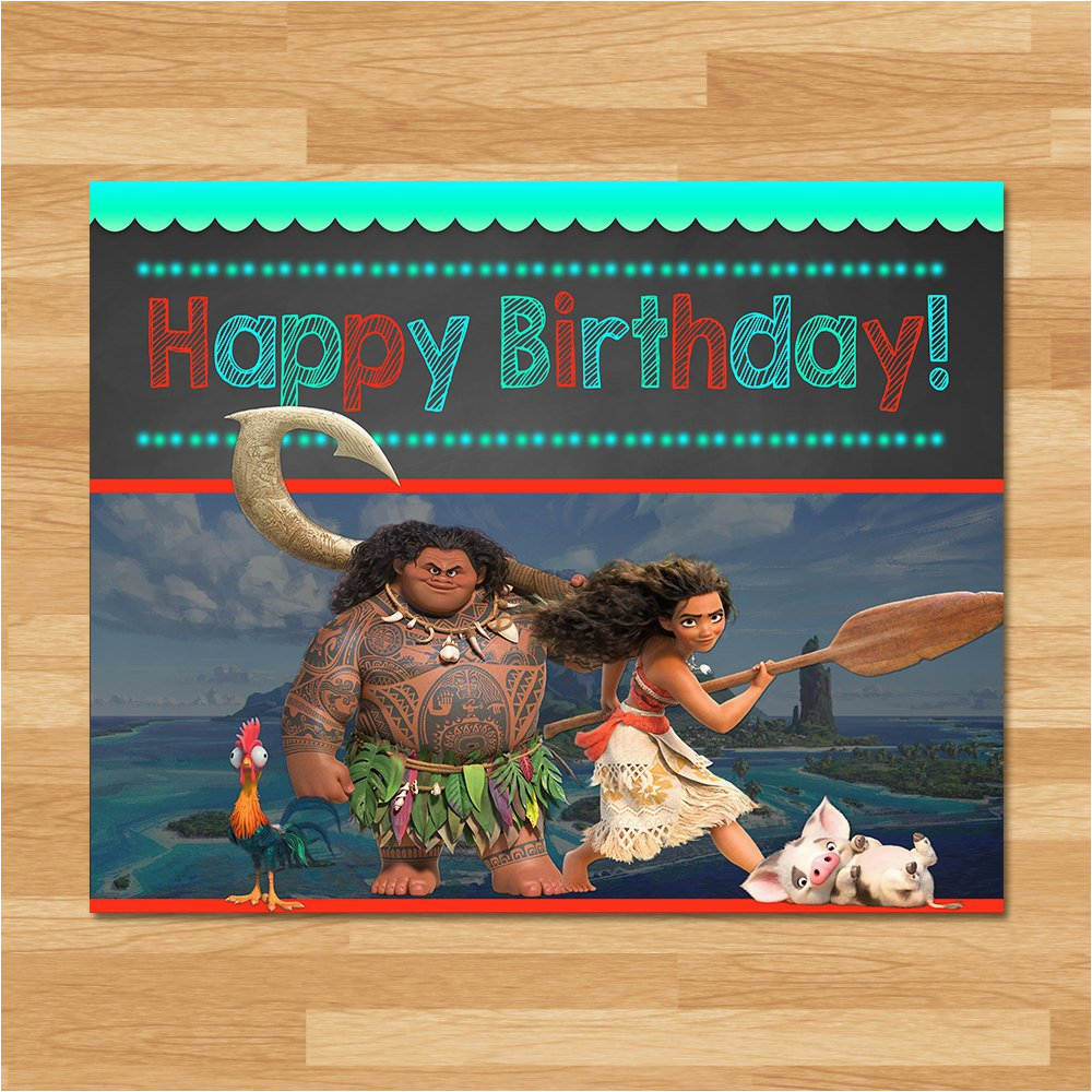 moana happy birthday sign chalkboard