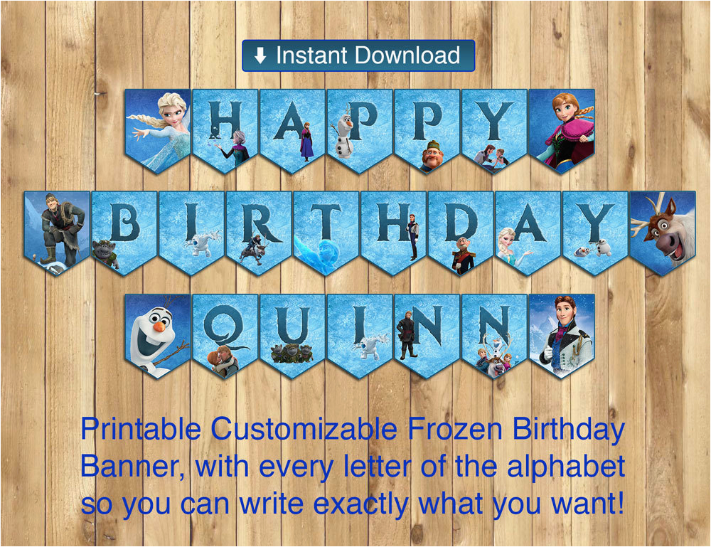 printable frozen happy birthday banner all letters and numbers printable banner frozen birthday banner bunting olaf birthday banner