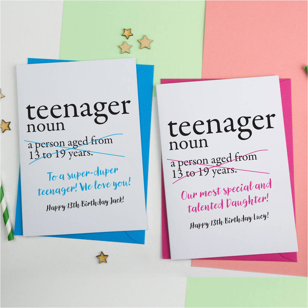 personalised 13th teenager birthday card