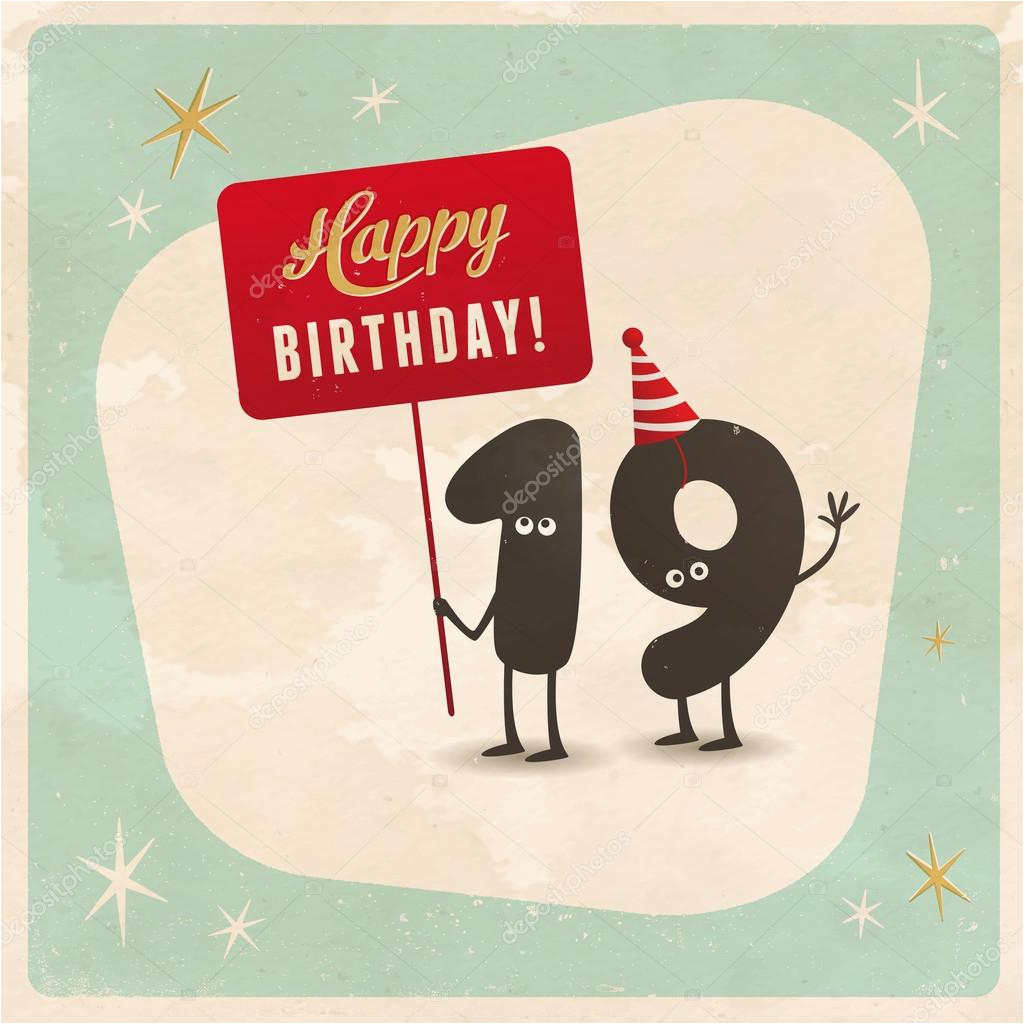 stock illustration funny 19th birthday card