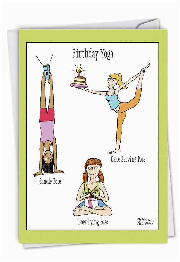 4397 birthday yoga posing exercise funny birthday greeting card scrivan