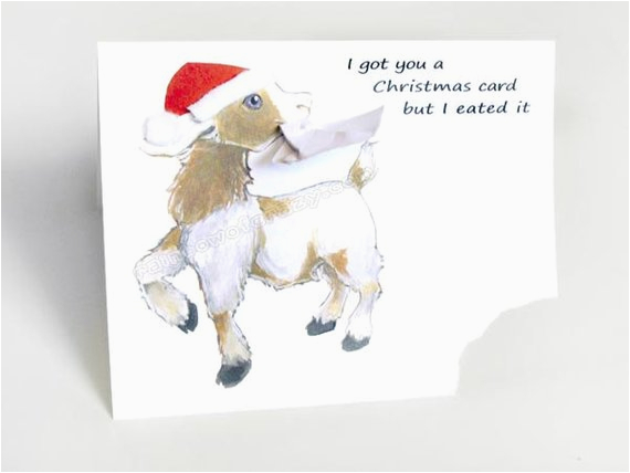 funny christmas card goat greeting card