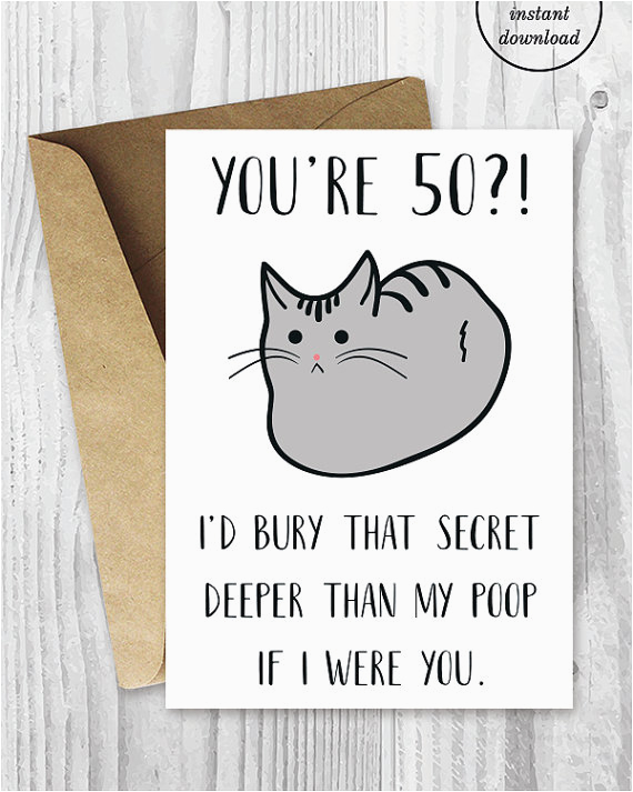 funny 50th birthday cards printable cat