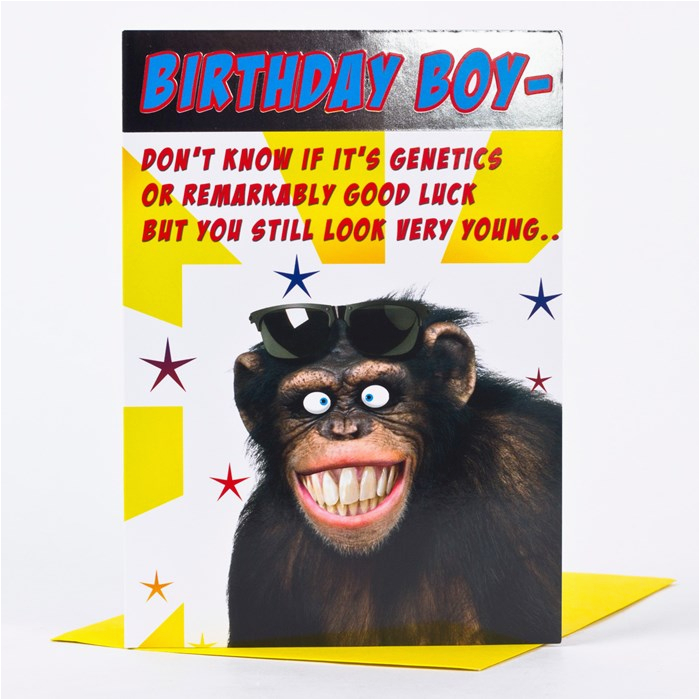 Funny Monkey Birthday Cards Birthday Card Smiling Monkey Only 1 39 ...