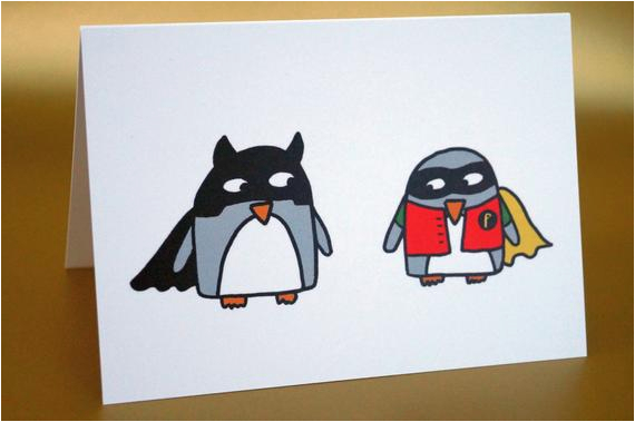 funny penguin birthday card bat penguin