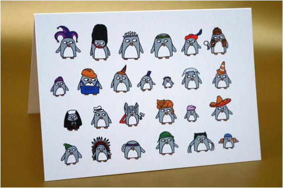 funny penguin greeting card penguins