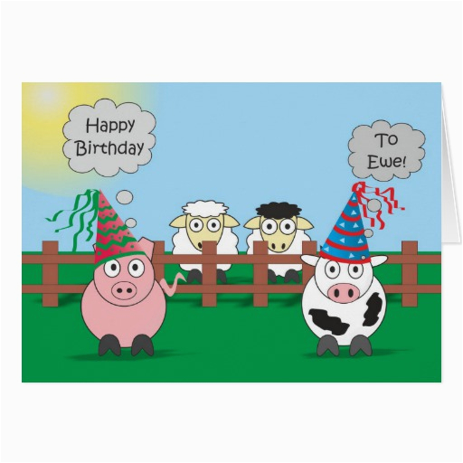 funny birthday card animals rudy pig moody cow 137466471255405001