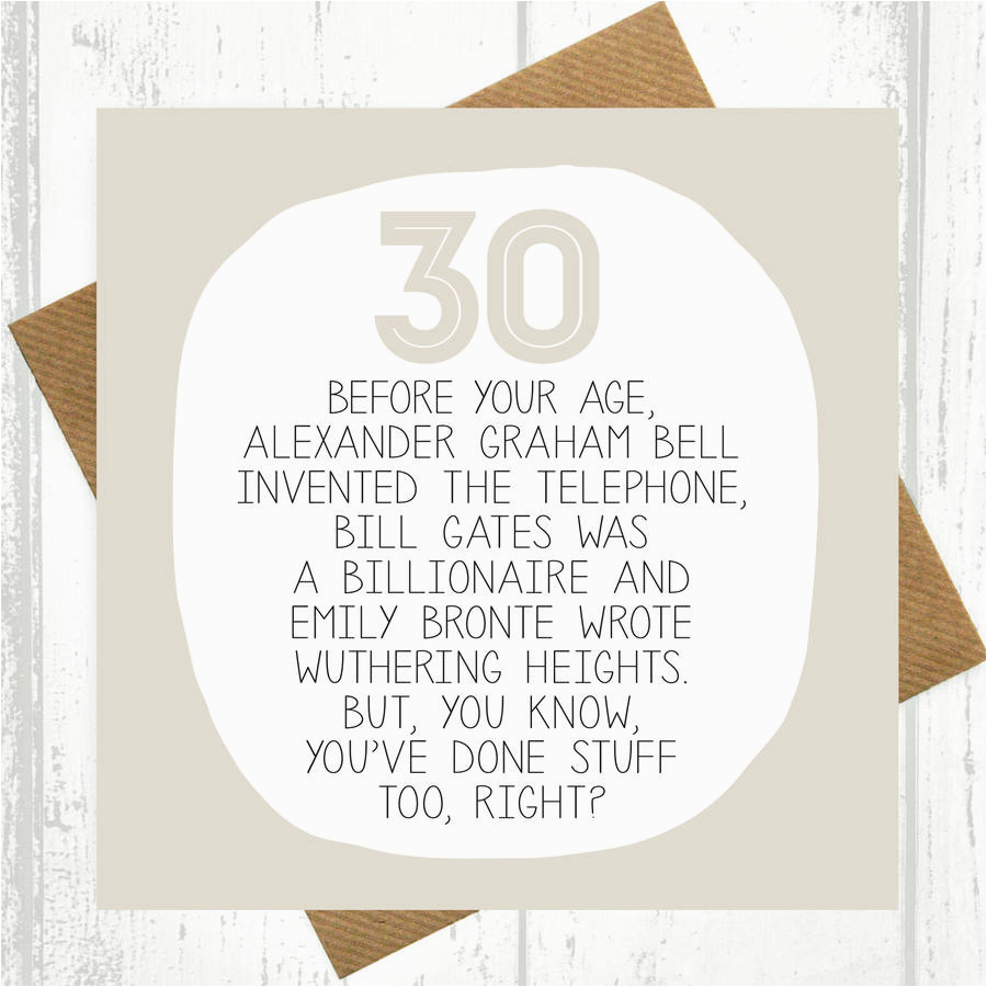 by your age 30th birthday card