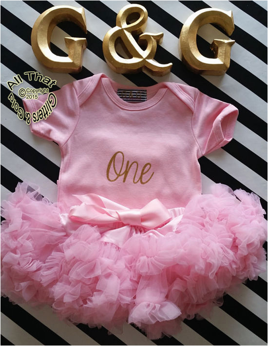 baby girls g g pink and gold one1st birthday pettiskirt outfit