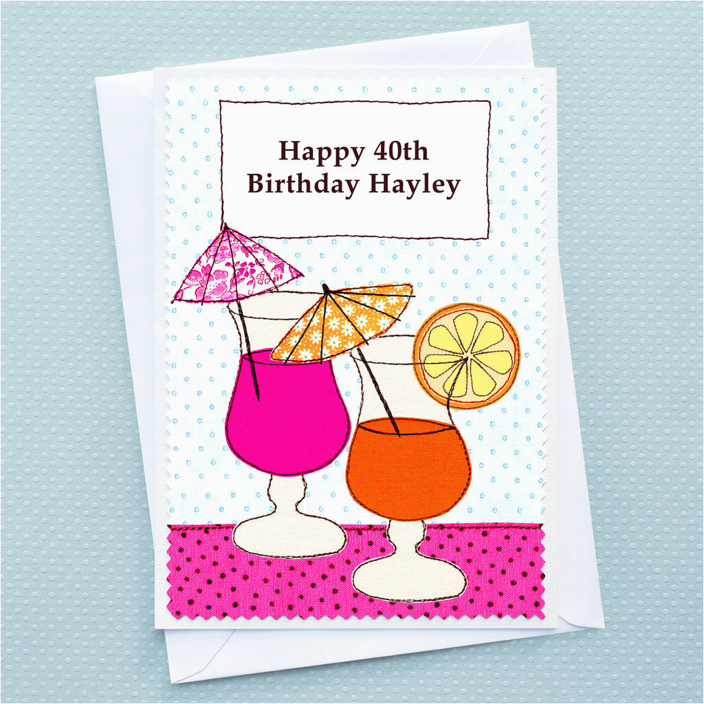cocktails personalised birthday card