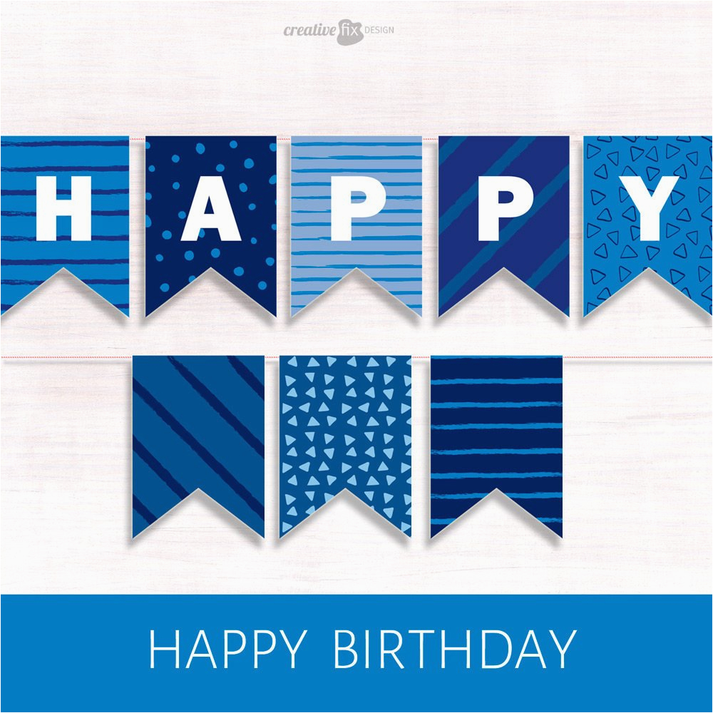 Happy Birthday Banner Cut Out Printable Banner Blue Happy Birthday 