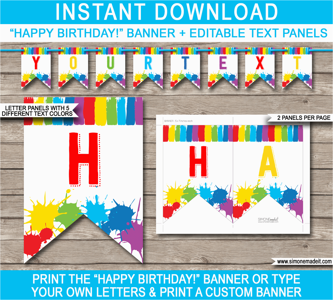 Happy Birthday Banner Editable BirthdayBuzz