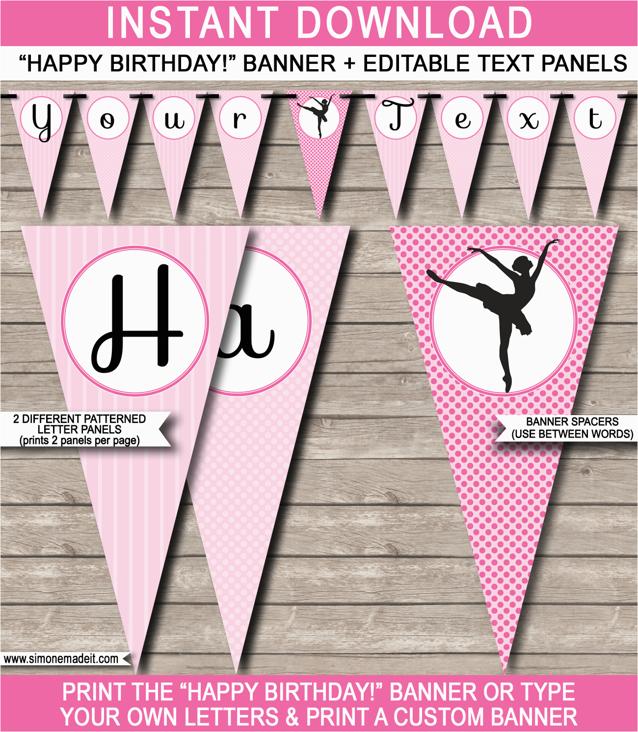 ballerina party banner template