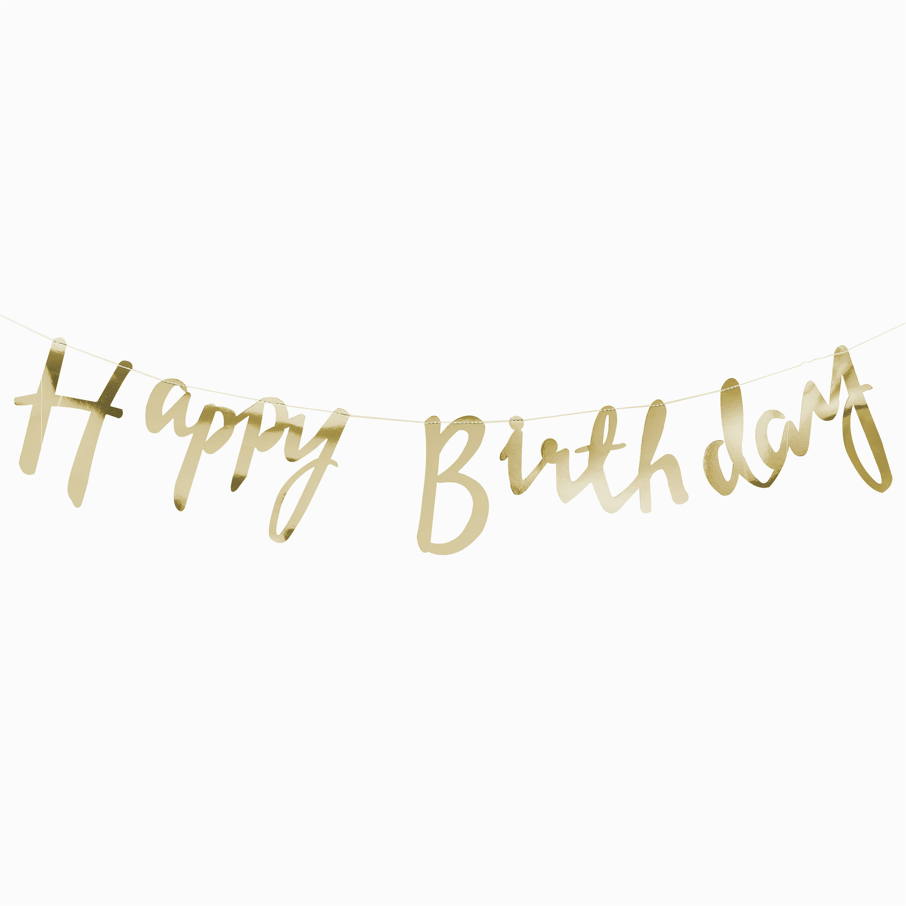 gold script font happy birthday banner bunting
