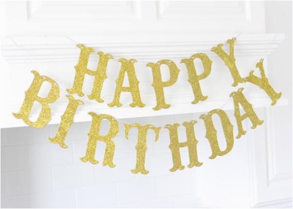 happy birthday glitter banner gold large