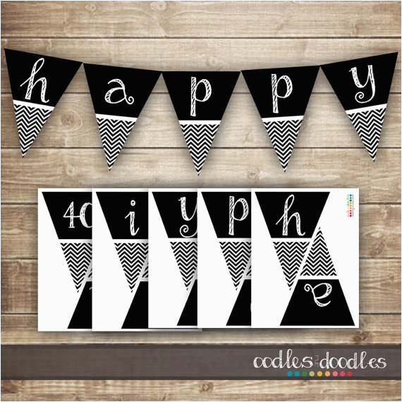 post happy birthday banner printable black and white 340038