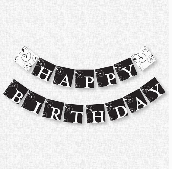 post happy birthday banner printable black and white 340038